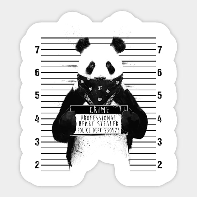 Cute Panda Crime Professional Heart Stealer Funny Panda Sticker by joneK